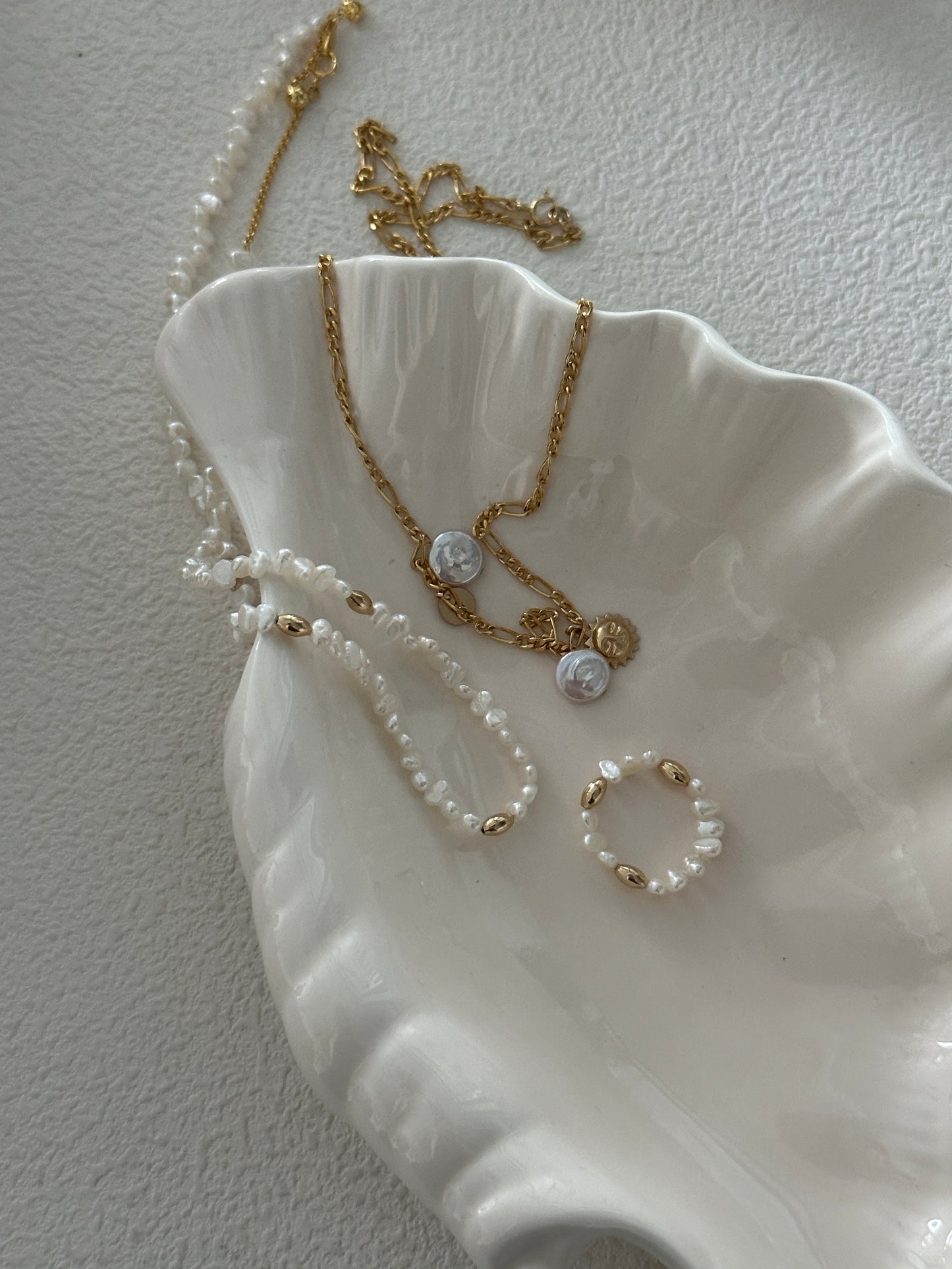 Gold Beads Pearl Ring