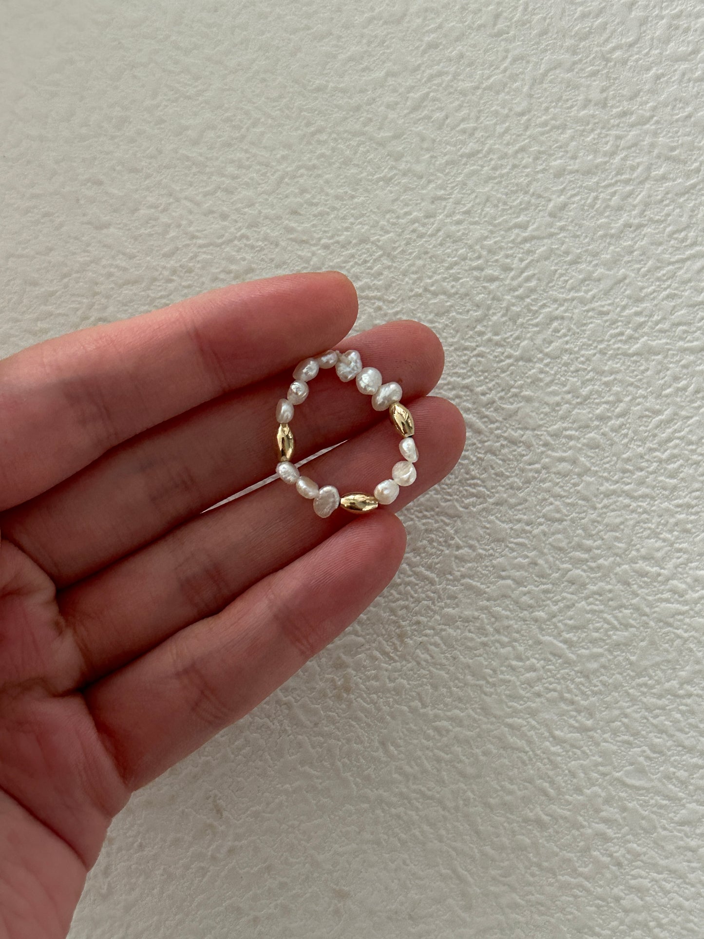 Gold Beads Pearl Ring