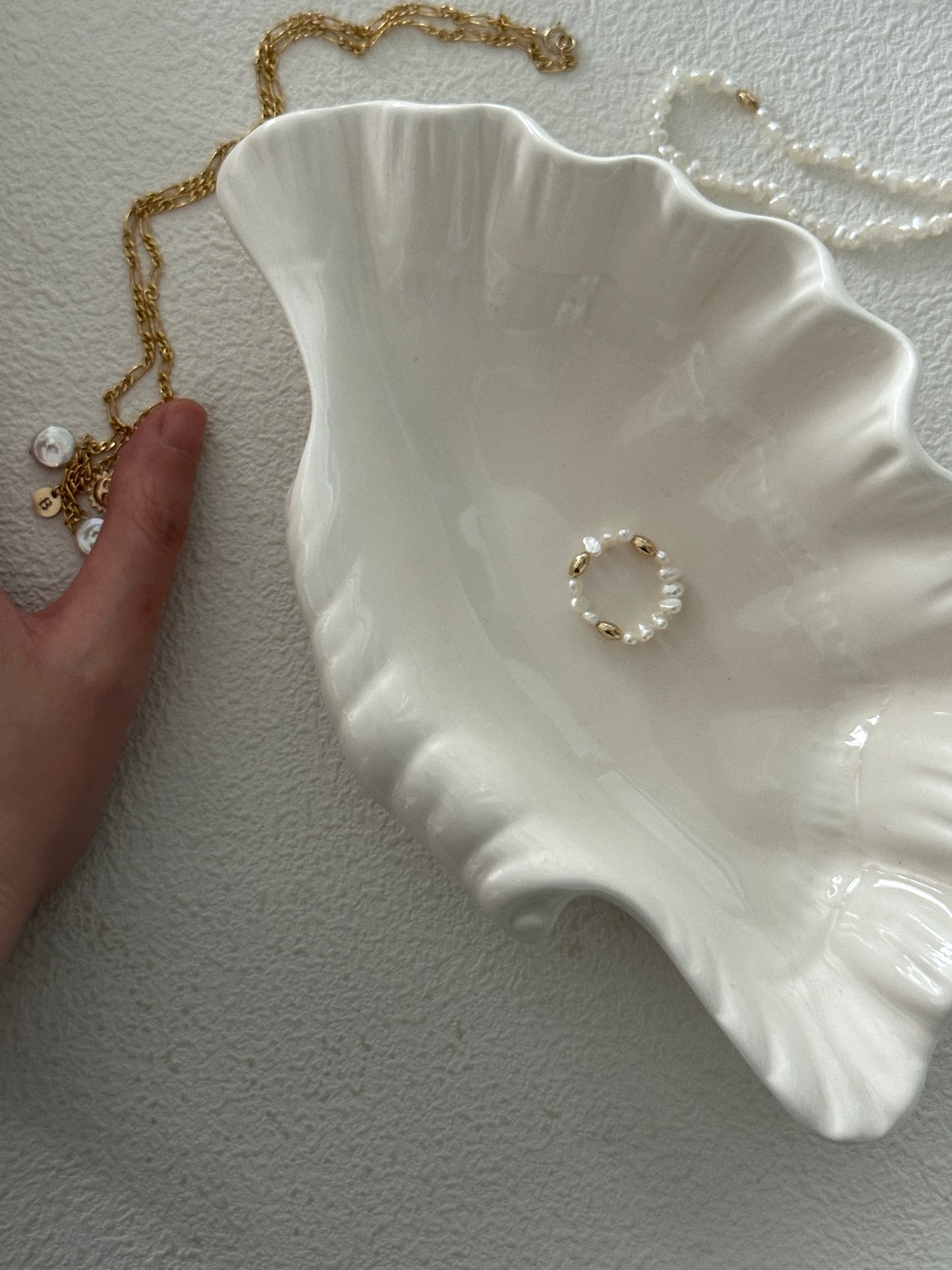 Gold Beads Pearl Ring
