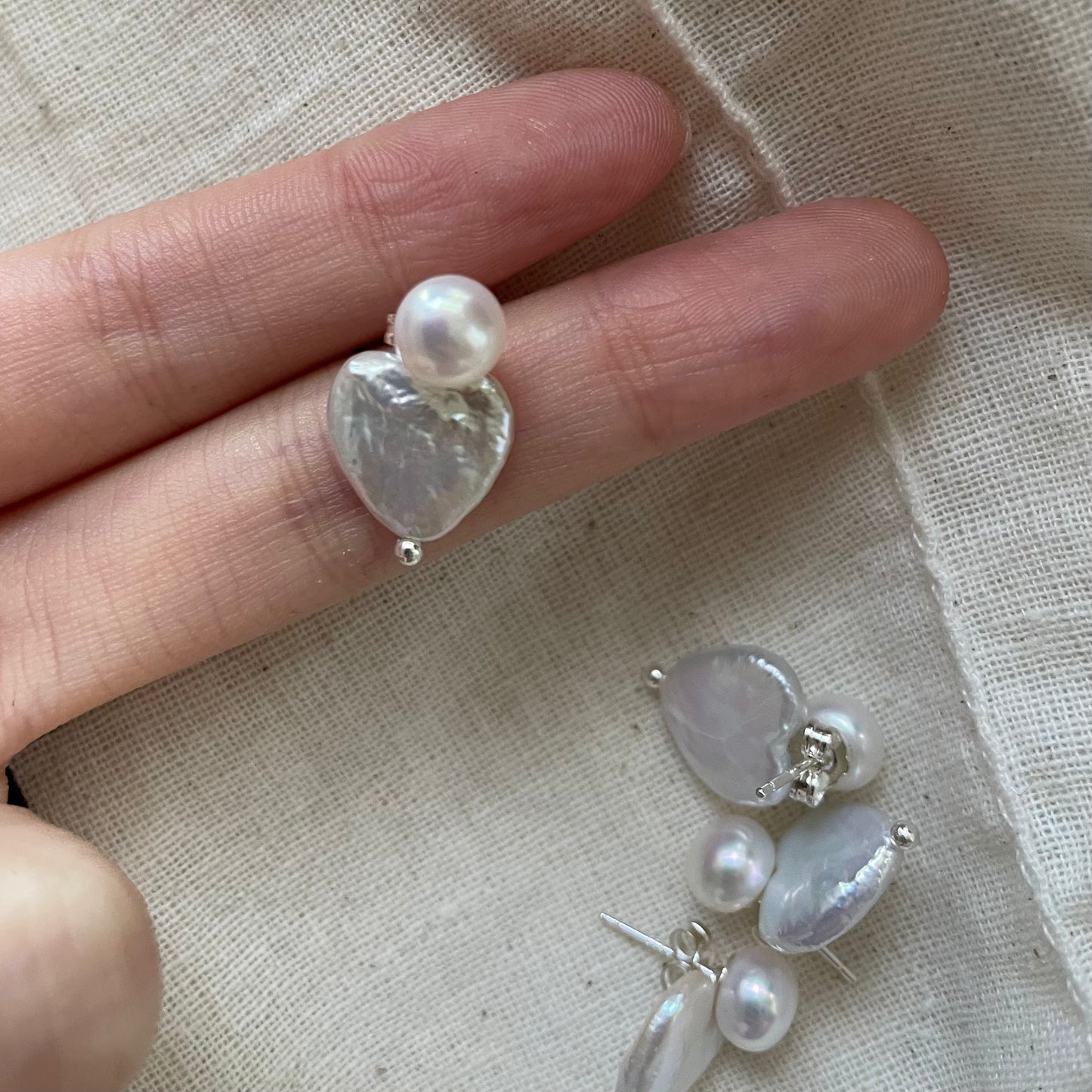 Silver Heart Baroque Earrings